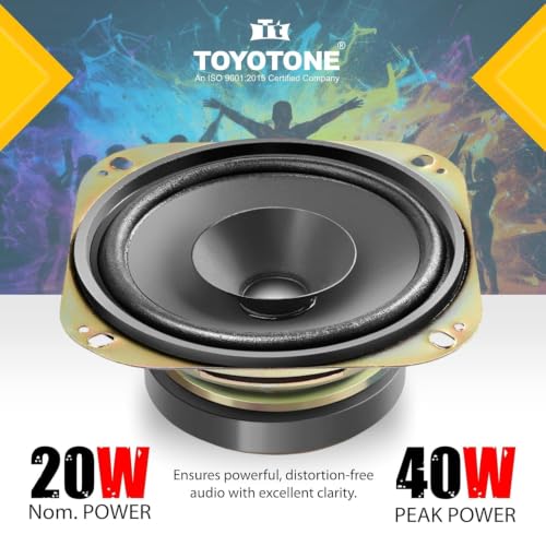 Image of TOYOTONE 3 inch Inch Full-Range Speaker | Dual Cone | 20W Nominal | 40W Max | 4-Ohms | Copper Coil | 53mm Dual Magnet | High Sensitivity | Ideal for Home & Car Audio (Pack of 2) (4 Inch)