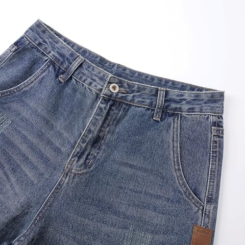 Men’s Baggy Distressed Jeans Wide Leg Vintage Washed Denim Pants with Light Rips for Streetwear and Daily Looks2