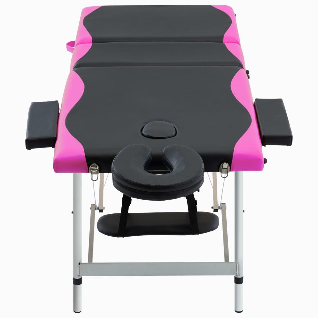 Generisch Massageliege Klappbar 3-Zonen Aluminiumgestell Schwarz und Rosa,Gesundheit & Schönheit,Körperpflege,Massage & Entspannung,Massagetische,17.1KG,110240