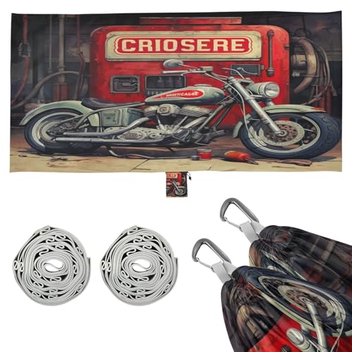 SDMKA Retro Style Motorcycle Camping Hammock, 330 lbs with 2 Tree Straps, Carry Bag, Single Portable Hammock for Outdoor/Indoor, Hiking, Beach, Backpacking, Travel