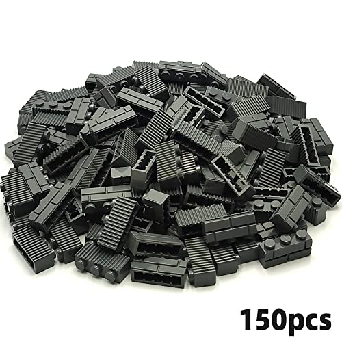 ZHX Masonry Profile Bricks Bulk Dark Gray Color DIY Building Block Toy for Wall Parts and Pieces Compatible for Major Brand 1x3 Brick 150pcs……