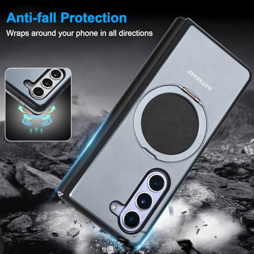 Coque Galaxy Z Fold 5 Magsafe en cuir et métal avec béquille rotative - 6