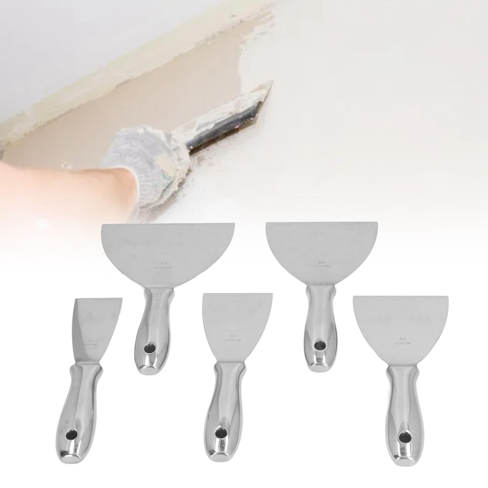 Set di Raschiatori di Stucco, Bordi Dritti, 2 Pollici, 3 Pollici, 4 Pollici, 5 Pollici, 6 Pollici, Raschiatori in Gesso in Metallo, Raffinatezza, Resistenza all'impatto per i Miglioramenti Domestici