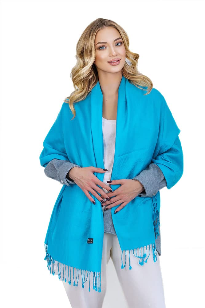 Signare Women's Turquoise Pashmina Shawls And Wraps Scarf For (Turquoise)