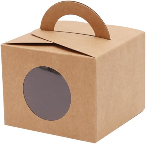 EZEK Cajas de regalo con ventana y manipulador, picnic, boda, cumpleaños fiesta de San Valentín, Paquetes de 12, M, Marrón