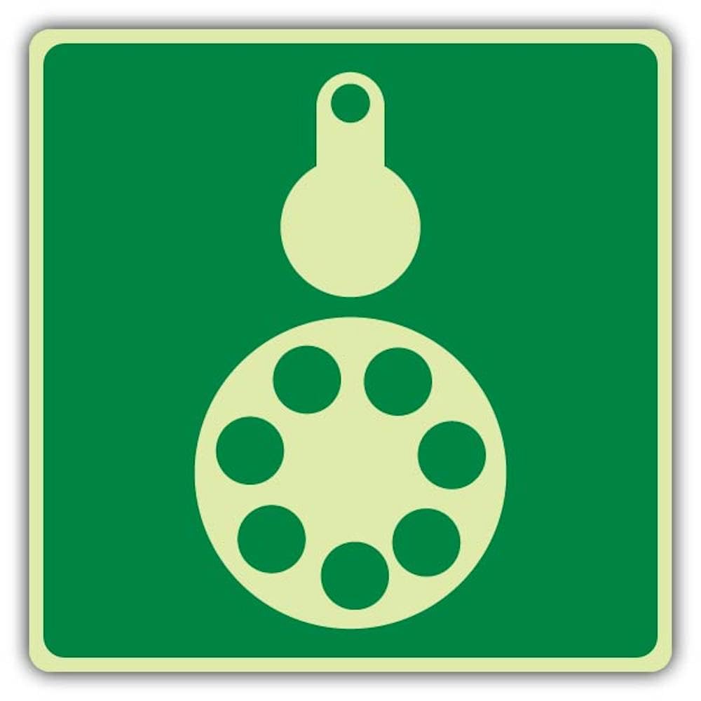 V Safety Photoluminescent Descent Unit Symbol Safety Sign - 200 x 200 mm - 1.2mm Rigid Plastic - Double Glow