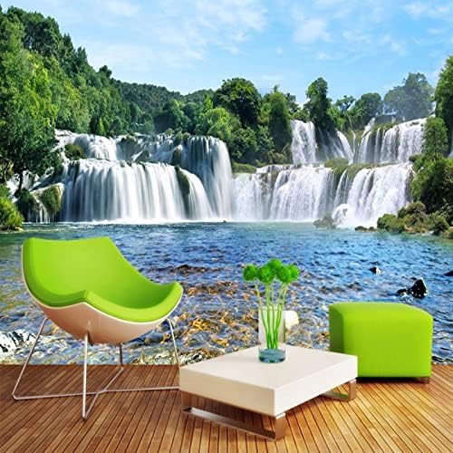 Papier peint 3D forêt verte et cascade XLMING 200x140 cm - 2