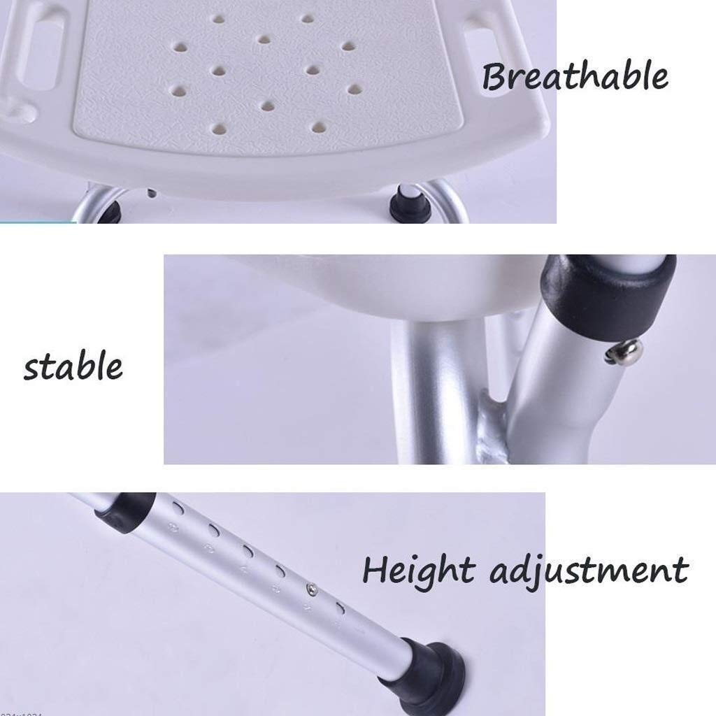 Taburete de Ducha Silla de baño Asiento de baño con apoyabrazos con Respaldo Altura Ajustable Portátil Ligero Aluminio Antideslizante Discapacitados Ancianos Mujeres Embarazadas