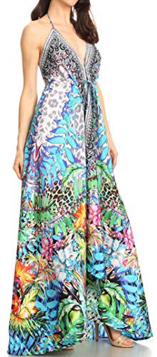 Image of Sakkas Lizi Womens Maxi High-Low Halter Handkerchief Long Dress Beach Party