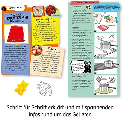 KOSMOS 658106 Fun Science - Fruchtgummi-Labor, vegane Süßigkeiten herstellen, Ostergeschenk, Verschiedene Geschmacksrichtungen und Formen, Gummi-Bonbons selber Machen, DIY-Set für Kinder 8-12 Jahre
