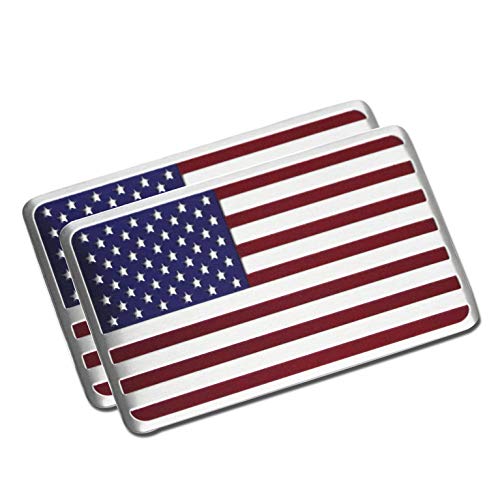 PTDecals 2pcs USA États-Unis Badge en Aluminium en Métal Graphique Autocollant De Voiture Emblème Autocollant