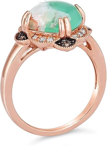 Vista 3 de LeVian - Anillo de oro rosa de 14 quilates con forma de cojín de 3 14 quilates con diseño de flor de milgrain de cuarzo, chapado en oro rosa de 14