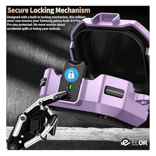 Image of ELOR Hybrid Eggshell Case Cover with Lock Compatible with Samsung Galaxy Buds 4 | 4 Pro (Earbuds Not Included) (Lilac Purple)