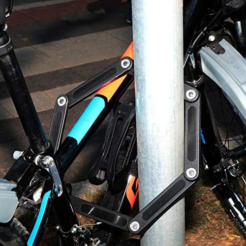 Bike Lock , BIGLUFU Bicycle Folding Locks with Mounting Bracket , Fold Chain Heavy Duty Alloy Steel Foldable Lock with 4 Keys 2pc Non-Slip Straps, Unfolds to 86cm/34inch for Scooter Motorcycle