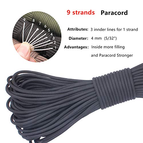 Gegeda Paracord 9 Core 550 Parachute Cord Camping Rope 100Ft (Army Green, 100Feet) #TOP2