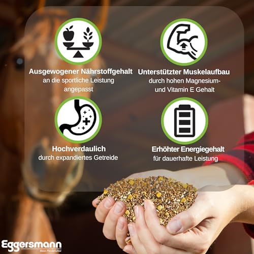 Eggersmann EMH Golden Power Müsli 15 kg – Energiereiches Pferdemüsli für Sportpferde – Haferfreies Pferdefutter – Natürliches Eggersmann Pferdefutter