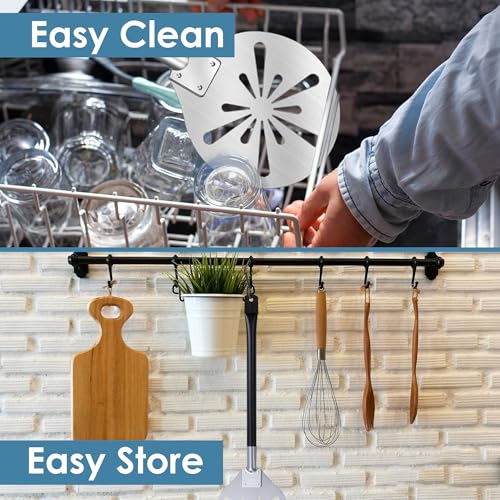 Herogo Pizza Turning Peel, 8 Inch Stainless Steel Perforated Pizza Paddle Spatula, Metal Accessories Tool with Detachable Handle, Large Surface & Oven Safe - Image 5