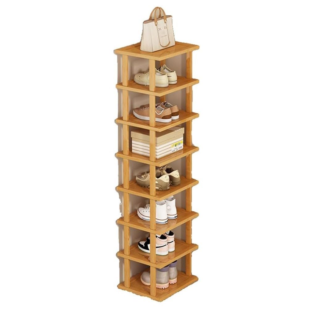 Étagère à Chaussures Verticale En Bambou – 5 à 8 Niveaux – Gain De Place Pour Entrée, Placard, Petit Espace