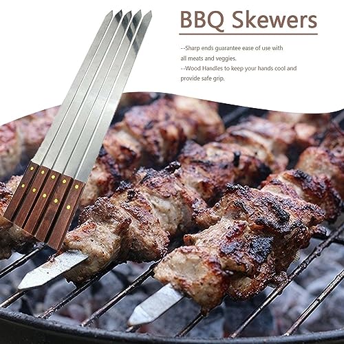Brochetas de kebab de acero inoxidable con mango térmico de madera, 5 uds. 3