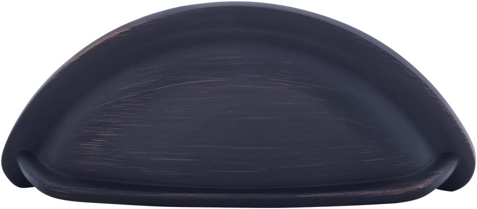 Amazon Basics Wide Bin Cup Drawer Pull, 3.69-inch Length (3-inch Hole Center), Oil Rubbed Bronze, 10-Pack