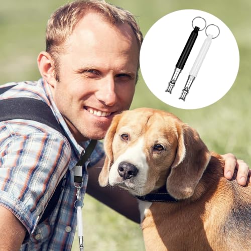 2 Stück Hundepfeife,Adjustable Hundepfeife Hochfrequenz Lautlos Pfeife Rückruf,Metall Erziehungshilfen Hundepfeife Rückruf,Hundetraining Hundepfeife Gegen Bellen,für Hundeausbildung(Schwarz,Weiß)