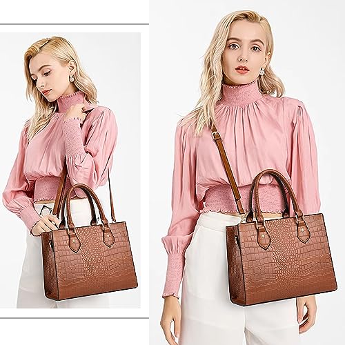 Image of CHICAROUSAL Crossbody Purses and Handbags for Women PU Leather Tote Top Handle Satchel Shoulder Bags (Stw Brown)