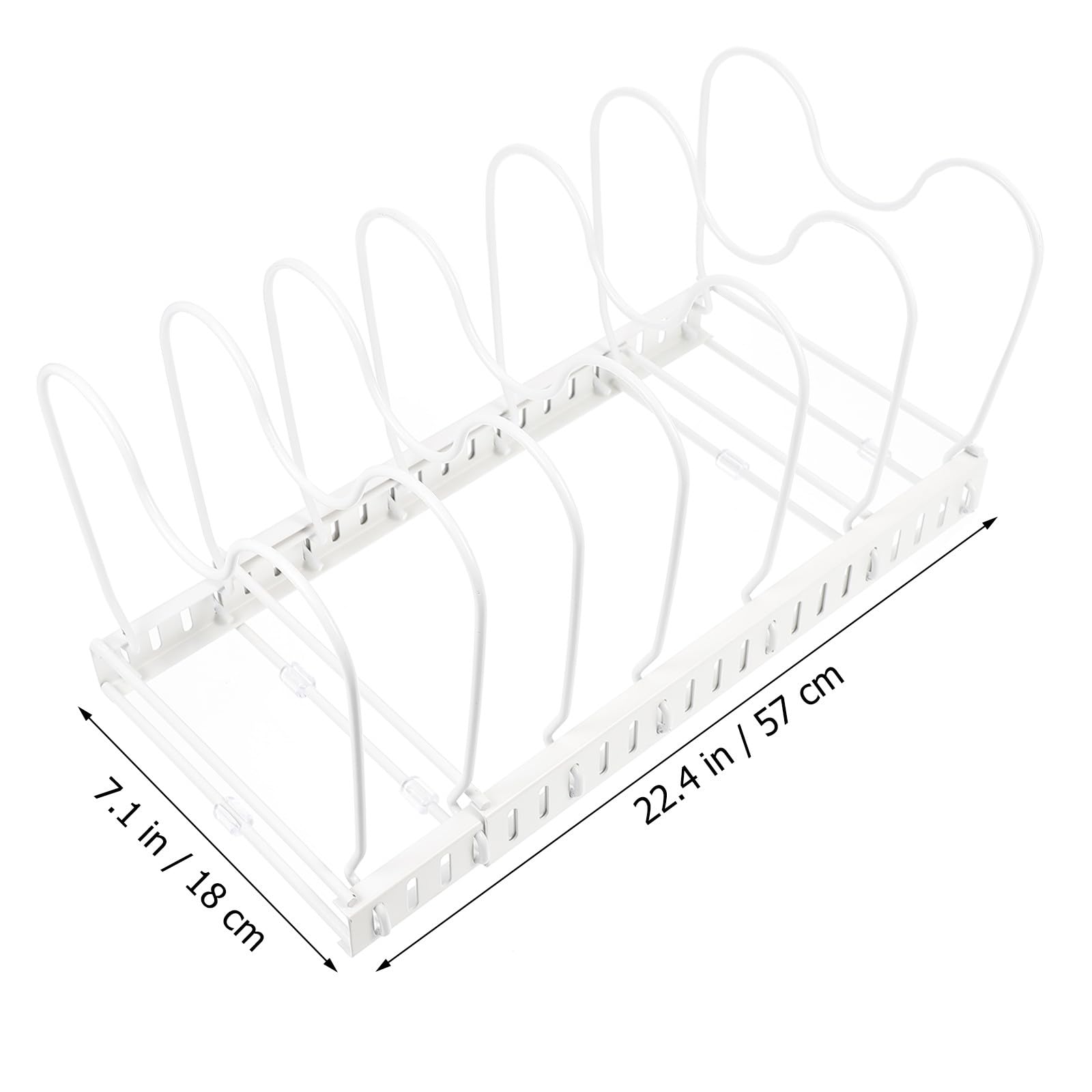 Soporte para Tapa de Olla de Hierro Blanco Extensible de Mesa | Organizador de Cocina, Superficie Curvada Estable E, Diseño Sencillo y Creativo