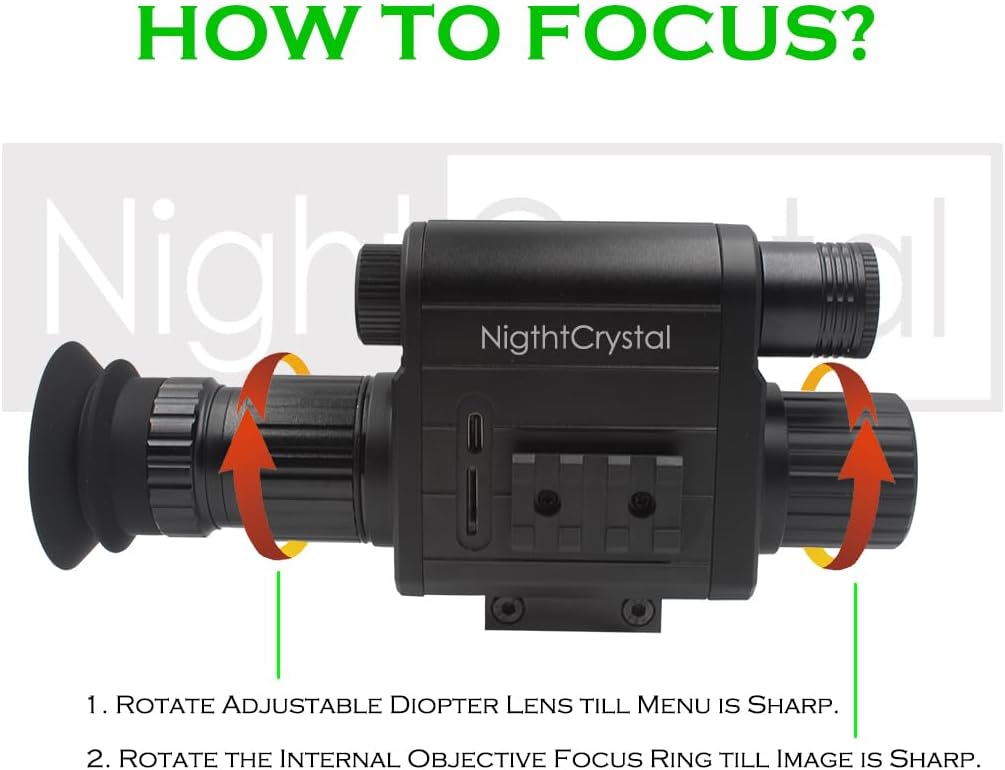 1080p Tactical Hunting Night Vision Scope Video Camera Monocular DVR with Built-in Infrared IR Flashlight OLED HD Screen Display with Adjustable Crosshairs Digital Zoom