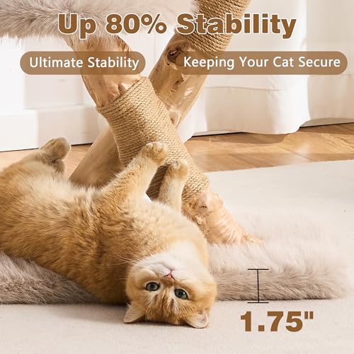 Árbol para Gatos de Madera Natural con Rascador 37.8 Pulgadas miniatura 2