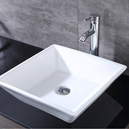 Bathjoy 60" Double Ply Wood Bathroom Vanity Cabinet And Square Ceramic Vessel Sink W/Mirror Faucet Combo #TOP6