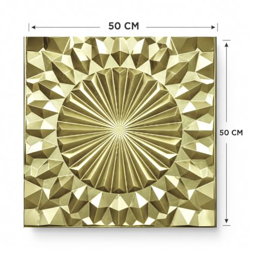 Image of Kayra Decor 3D PVC Wall Panels for Bedroom & Living Room | Mandala Design | Champagne Gold Color | 19.7 x 19.7 Inch | Pack of 12 | 32.28 Sq Ft