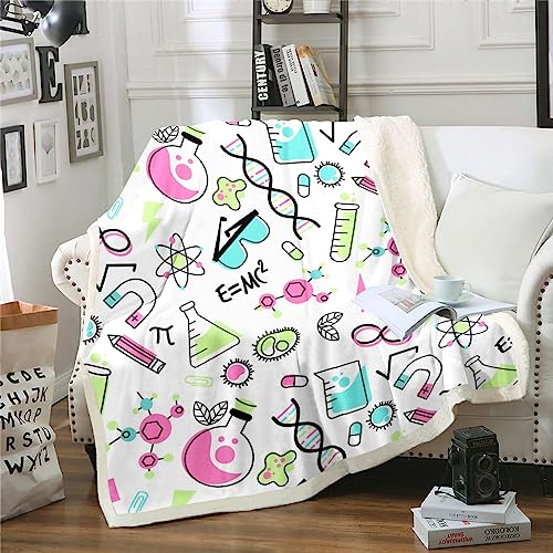 Homewish Coperta a tema scientifico per ragazzi e ragazze, coperta con equazione matematica per ragazzi e bambini, scuola, educativo, dormitorio, camera da letto, decorazione scienza, coperta in pile