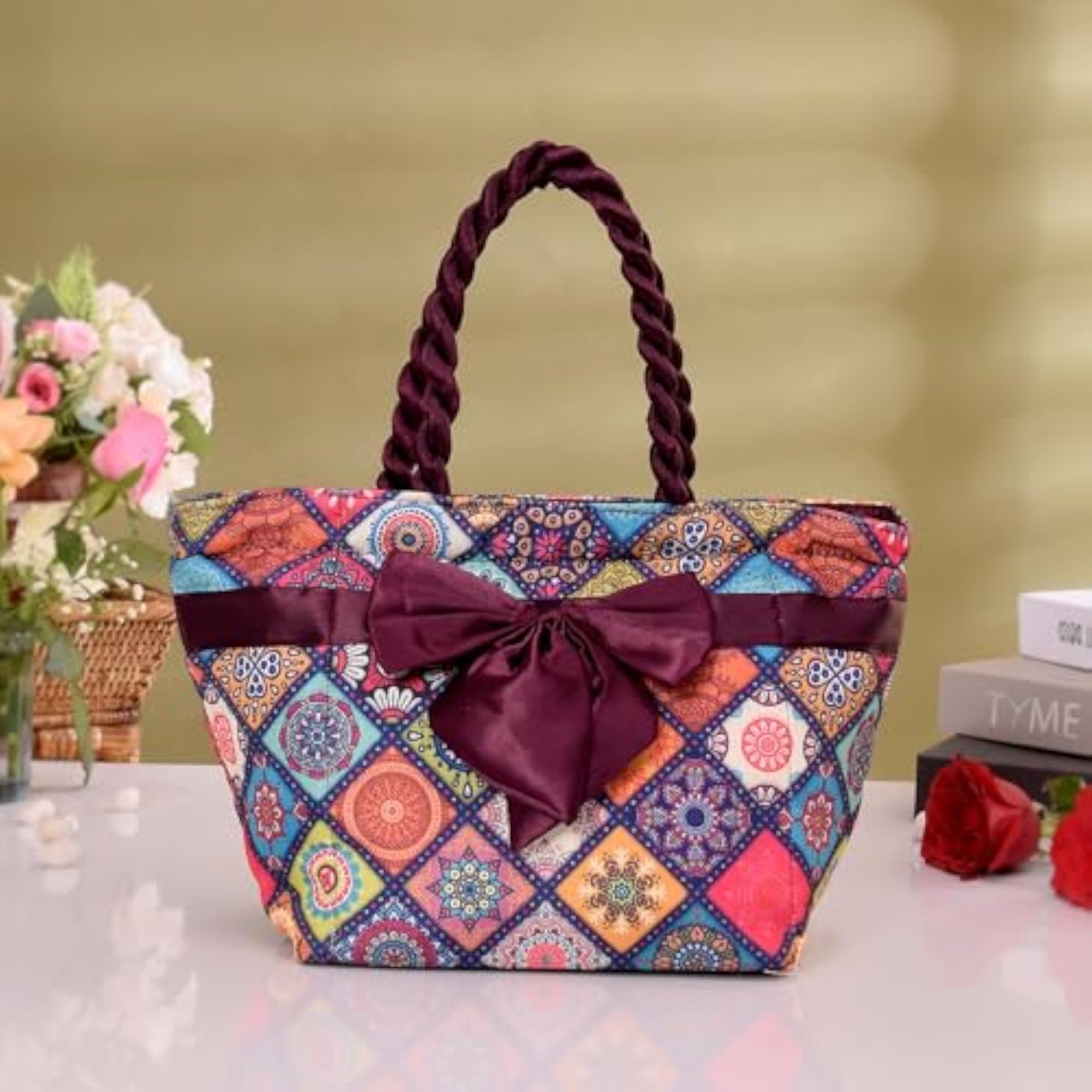 Women's Polyester Hand Purse, Gifting Top Handle Handbag