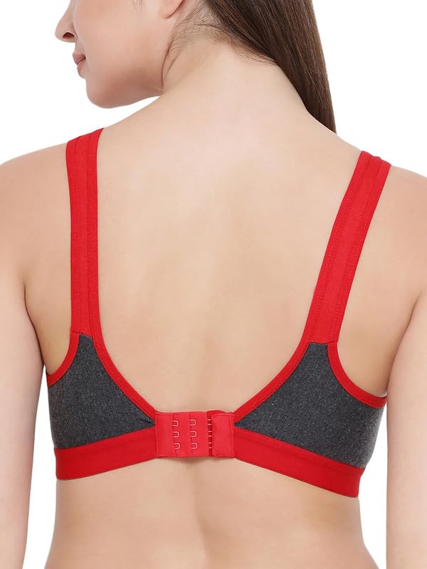 Image of Clovia Women's Cotton Rich Printed Non-Padded Full Cup Wire Free T-Shirt Bra in Red