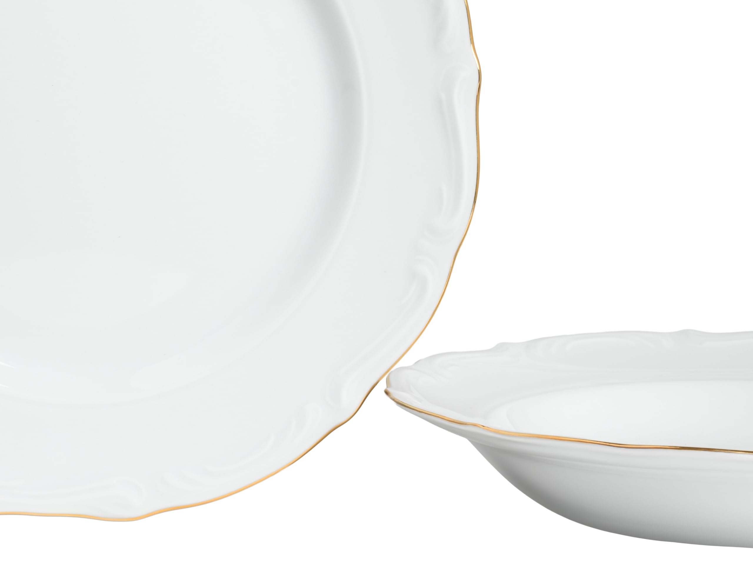 CreaTable, 24321, Serie Maria Theresia Gold, 18-teiliges Geschirrset für 6 Personen, Teller Set aus Porzellan, Made in Europe