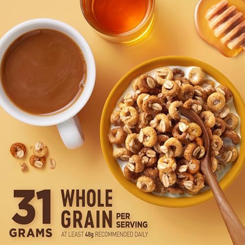 Image of Cheerios Oat Crunch Oats 'N Honey Breakfast Cereal, Made with Whole Grain, Family Size, 24 oz