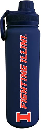 Campus Colors NCAA Stainless Steel Water Bottle - Twist on cap - 24 oz - Carry Clip - Keeps Your Drinks Hot or Cold for Hours