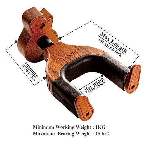 Guitar Wall Mount, Neboic Auto Lock Guitar Wall Hanger, Hard Wood Base In Guitar Shape Guitar Hook, Guitar Holder For Acoustic, Electric, Classical, Bass Guitars, Guitar Accessories #TOP1