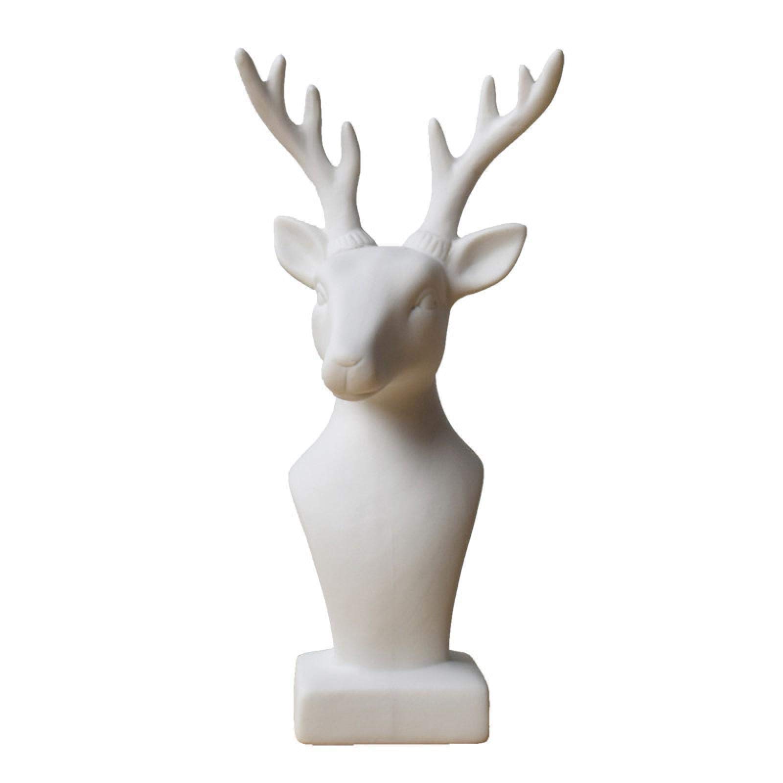 Figurka na prezenty ślubne wystrój biura domowego, małe posągi do dekoracji w domu, 18 cm statuetka głowy jelenia biała ceramiczna figurka renifera zwierzę łoś rzeźba ozdoba