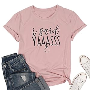 Bride-T-Shirt-I-Said-Yaass-Diamond-Ring-Wedding-Honeymoon-Shirts-Women-Vacation-Bachelorette-Party-Tees-Tops Bride T Shirt I Said Yaass Diamond Ring Wedding Honeymoon Shirts Women Vacation Bachelorette Party Tees Tops Size M (Pink)