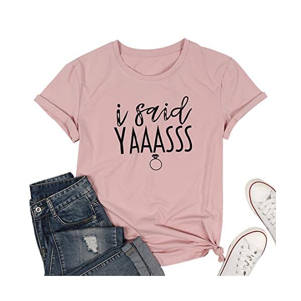 Bride-T-Shirt-I-Said-Yaass-Diamond-Ring-Wedding-Honeymoon-Shirts-Women-Vacation-Bachelorette-Party-Tees-Tops Bride T Shirt I Said Yaass Diamond Ring Wedding Honeymoon Shirts Women Vacation Bachelorette Party Tees Tops Size M (Pink)