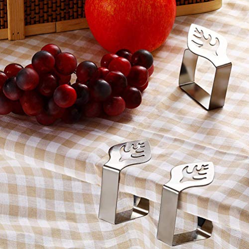 UPKOCH 6Pcs Titulares Forma de Folha de Aço Inoxidável Grampos Clips Toalha De Mesa Toalha de Mesa C