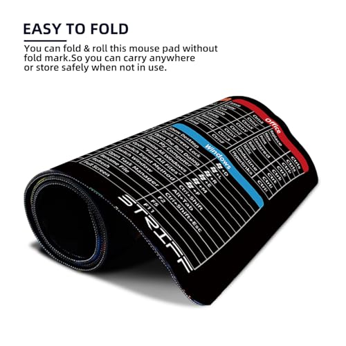 Image of STRIFF Windows & Office Keyboard Shortcuts Desk Mat | Gaming Mouse Pad Extended Size (800mm x 300mm x 2mm) Stitched Edges| Non-Slip Rubber Base|Computer Laptop|Keyboard Mouse Pad (Keyboard Shortcuts)