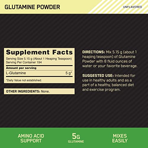 Optimum Nutrition L-Glutamine Muscle Recovery Powder, 1000 Gram #TOP1