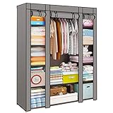 MorNon Armario Lona Tela Armario Colgante Estante Almacenamiento Armario Ropa Armario Almacenamiento Ropa Gris