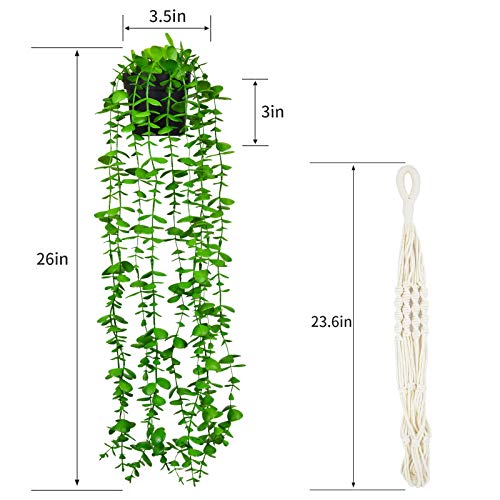Artflower Artificial Hanging Eucalyptus Plants In Pots 2 Pack Fake Plastic Greenery Vines With Hanging Baskets For Home Shelve Indoor Outdoor Wall Wedding Garden Home Office Garland Decor #TOP3