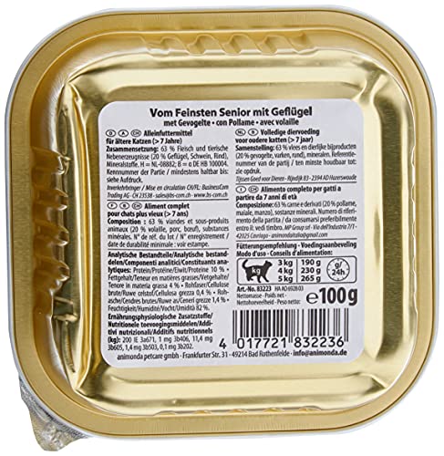 animonda Vom Feinsten Senior Nassfutter, für ältere Katzen ab 7 Jahren & Nassfutter Katze Adult - mit Putenherzen 32 x 100g - hochwertiges Premiere Katzenfutter Nass getreidefrei