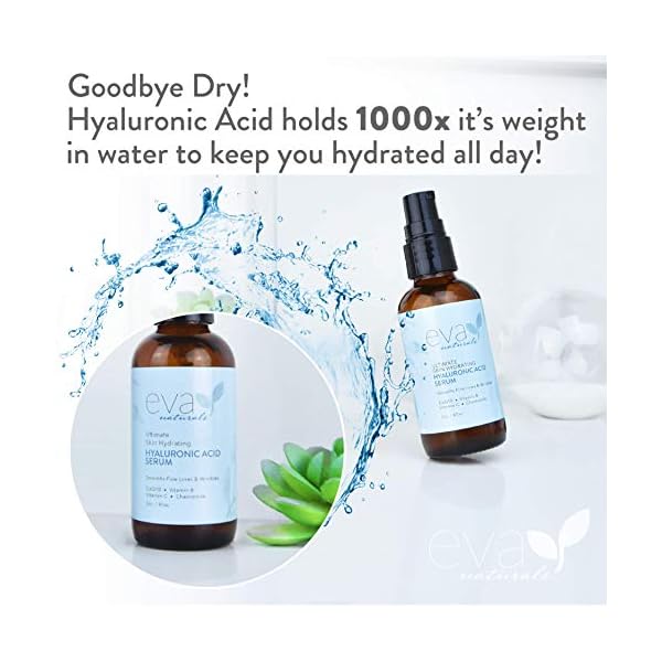 Eva-Naturals-Anti-Aging-Hyaluronic-Acid-Serum-For-Face-Professional-Potent-Hydrating-Anti-Wrinkle-Formula-For-Fine-Line-Uneven-Skin-Tone-Contains-Vitamin-C-B-E-Paraben-Free-2-Oz Eva Naturals Pure Hyaluronic Acid Serum For Face - Facial Serum - Wrinkles and Fine Lines - Perfect Hydrating Serum for Face and Dry Skin - Pairs with Vitamin C Serum (2 Oz)