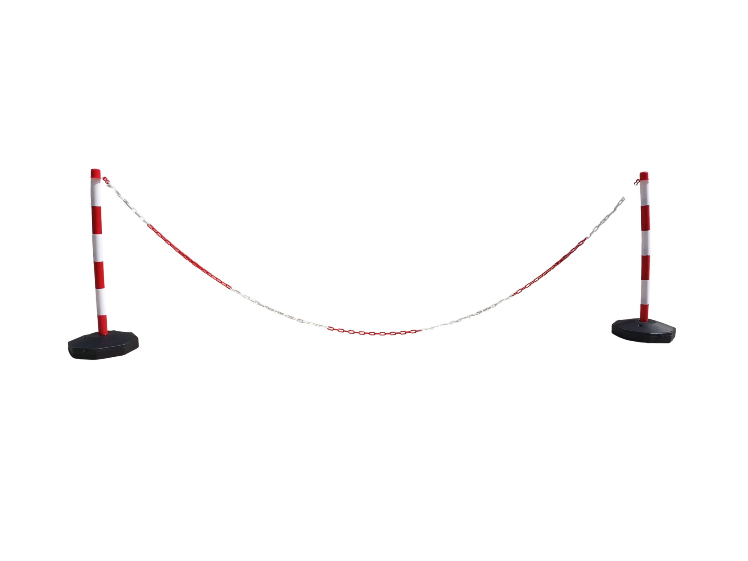 Coppia di Dissuasori di Plastica con Catena Plastica (Rosso Bianco, 3 m)