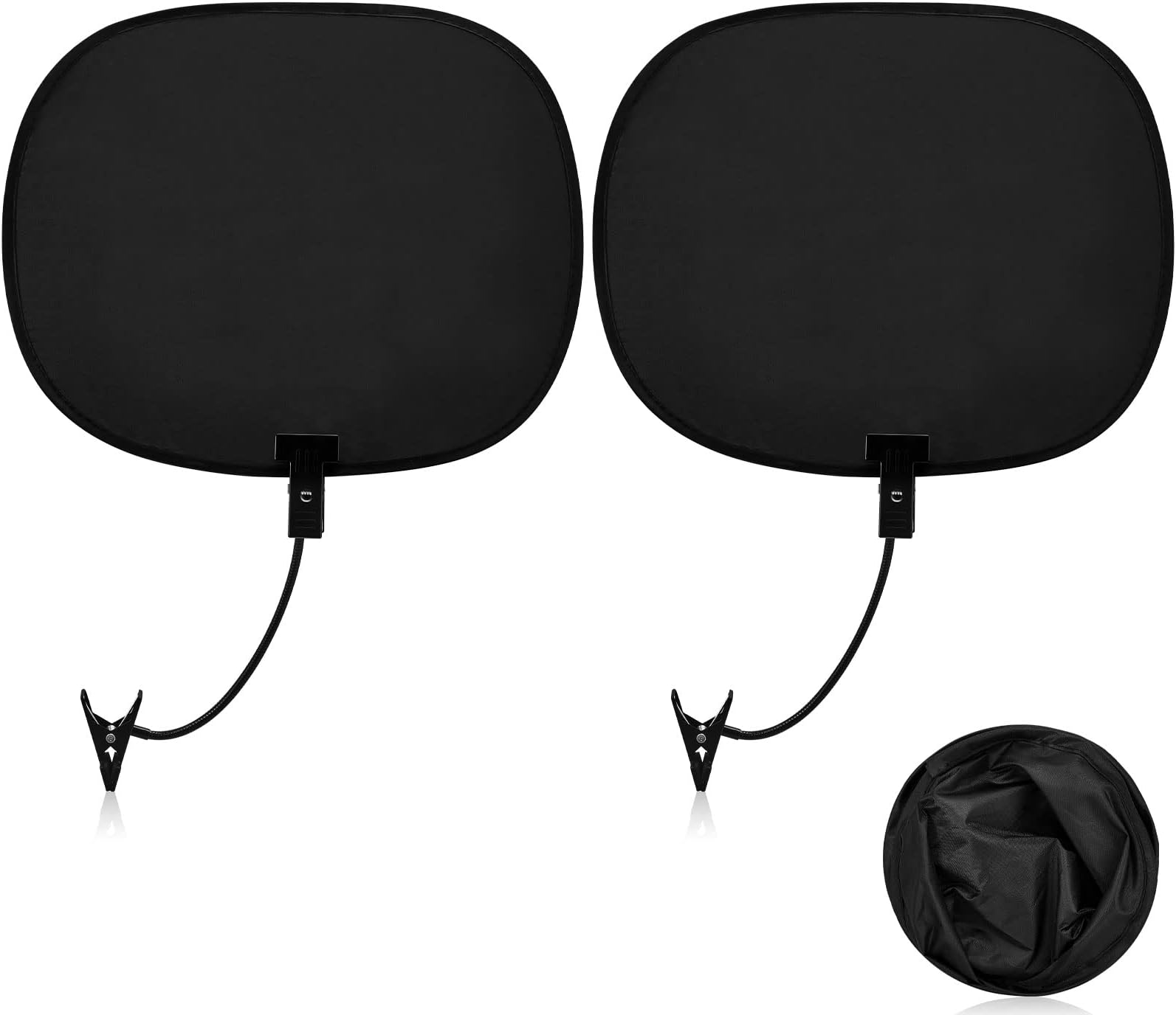Amylove 2 Pcs Laptop Sun Shade, Laptop Visor for Working Outside with Flexible and Adjustable Clips Stand Shade Cover for Notebook Portable Computers Beach Chairs, Pets and Strollers (Black)